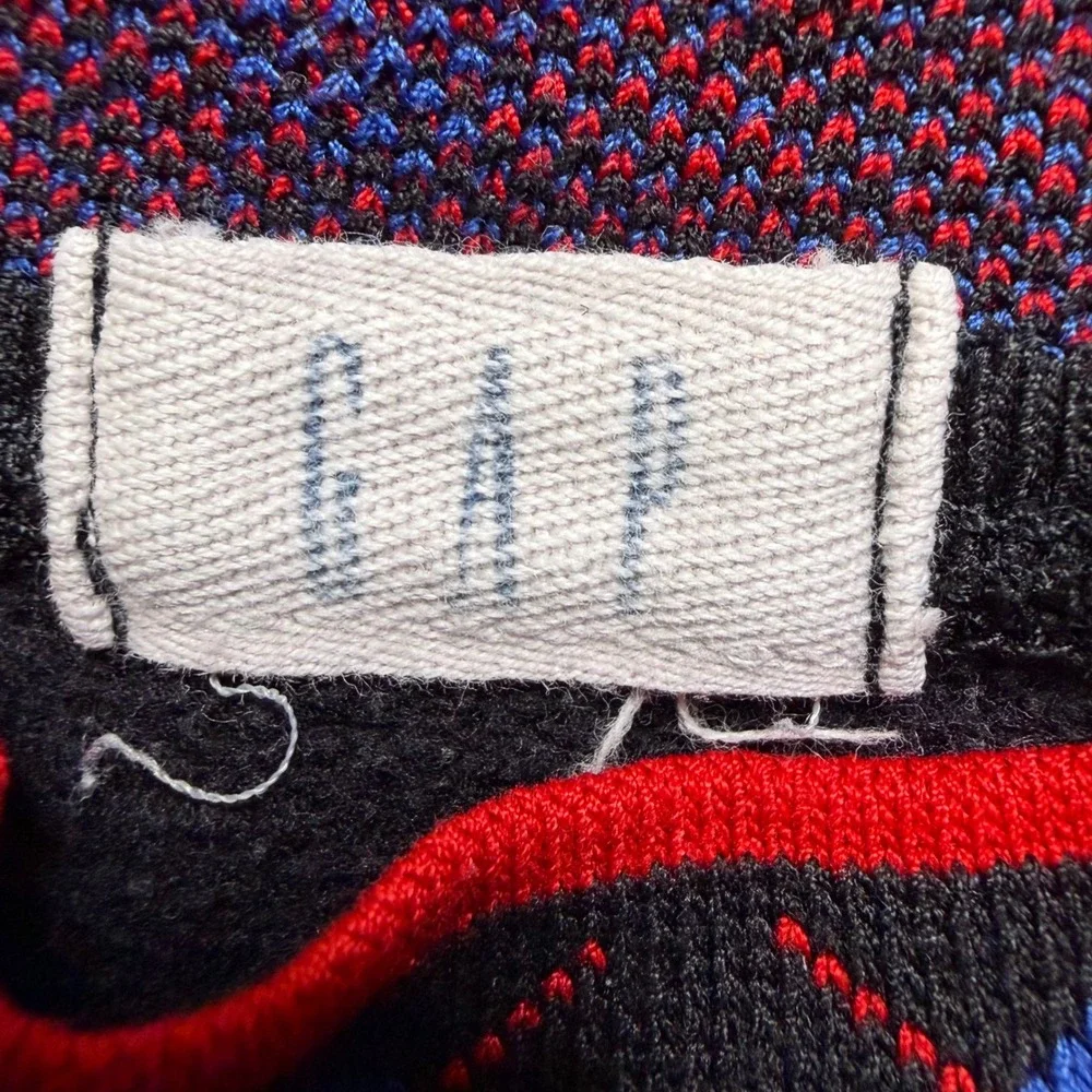 Gap Kids Sweatshirt Unisex 2-4T Blk Worldwide Crest Argyle Vintage 90s Mockneck